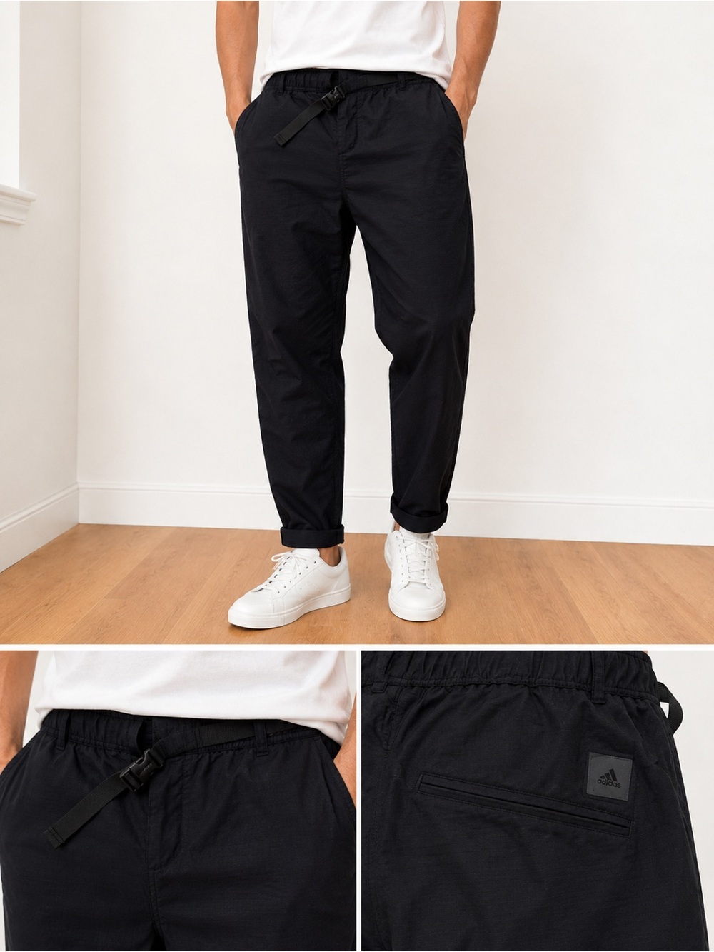 Men’s Adidas Black Casual Chinos with Drawstring Waist